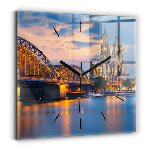 Ceas pătrat de perete din sticlă Vedere la primărie