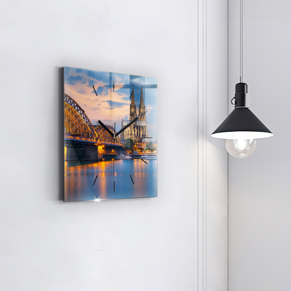 Ceas pătrat de perete din sticlă Vedere la primărie