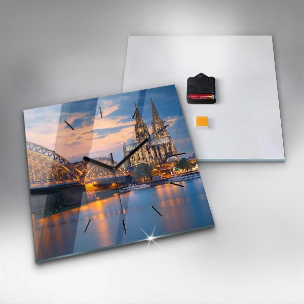 Ceas pătrat de perete din sticlă Vedere la primărie