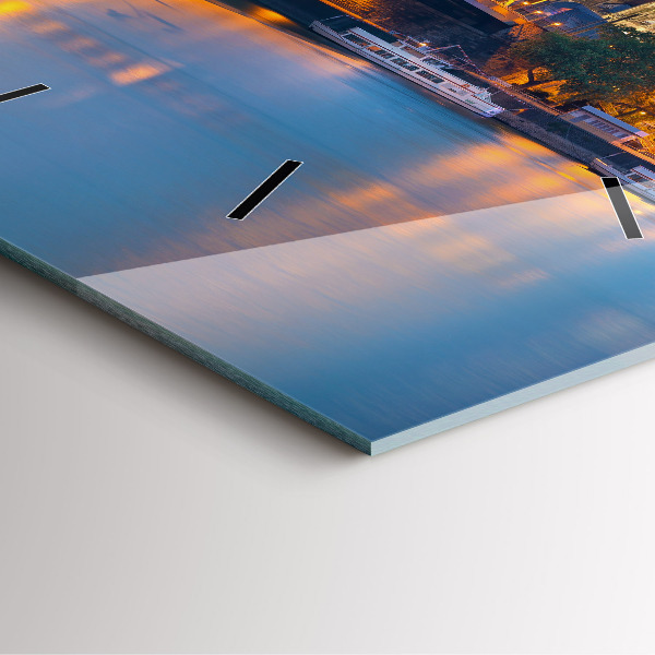 Ceas pătrat de perete din sticlă Vedere la primărie