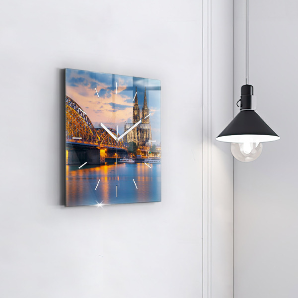 Ceas pătrat de perete din sticlă Vedere la primărie