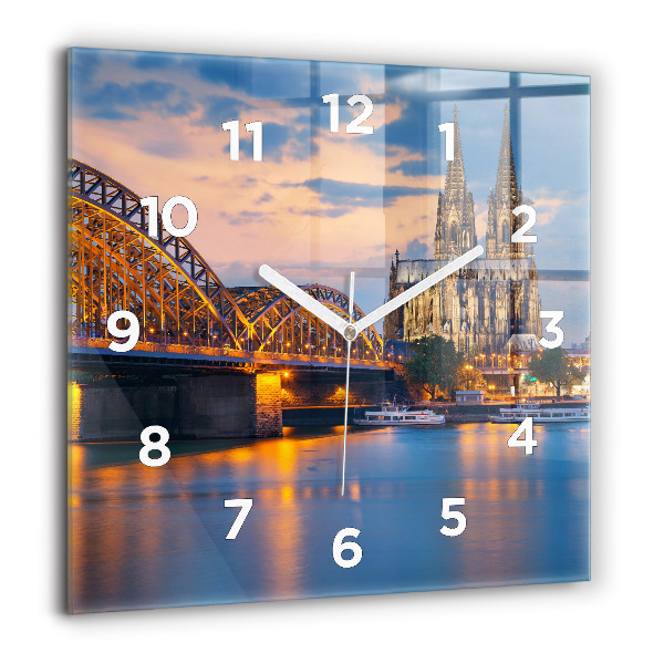 Ceas pătrat de perete din sticlă Vedere la primărie