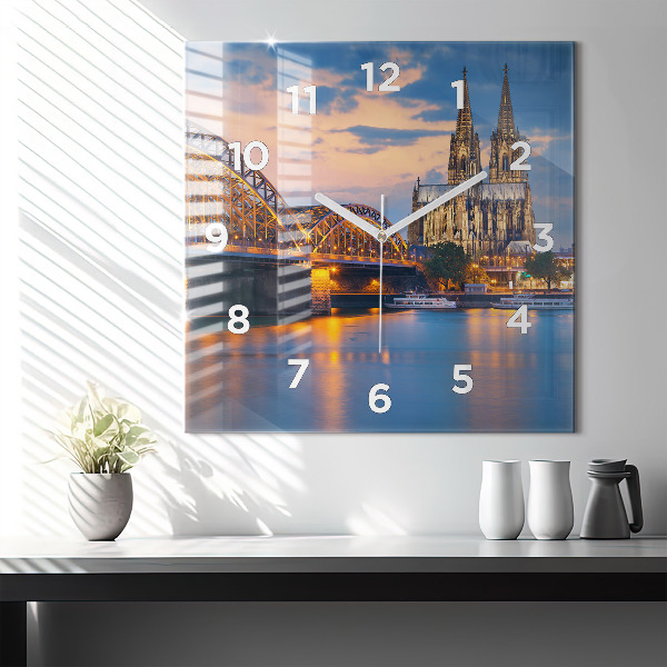 Ceas pătrat de perete din sticlă Vedere la primărie