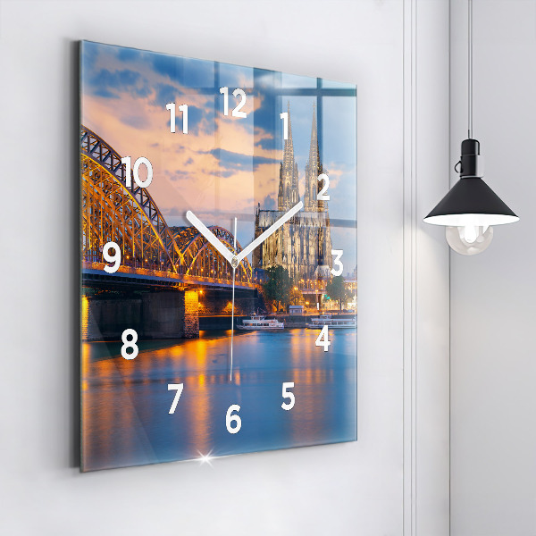 Ceas pătrat de perete din sticlă Vedere la primărie