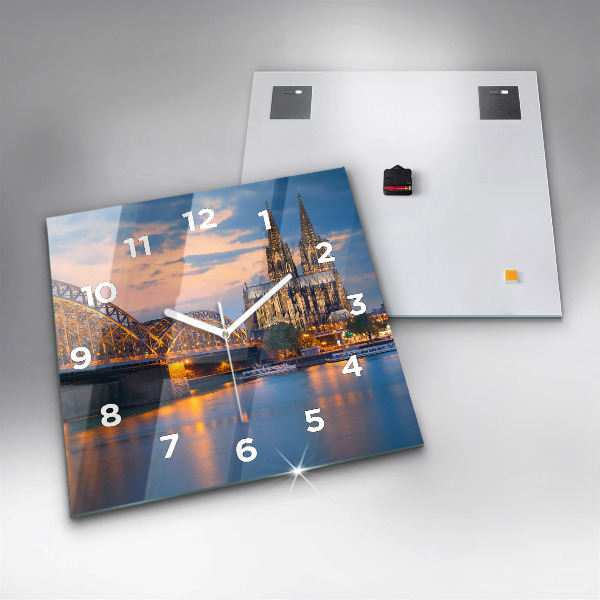 Ceas pătrat de perete din sticlă Vedere la primărie