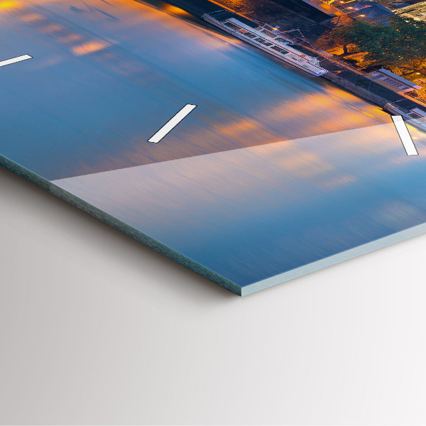 Ceas pătrat de perete din sticlă Vedere la primărie