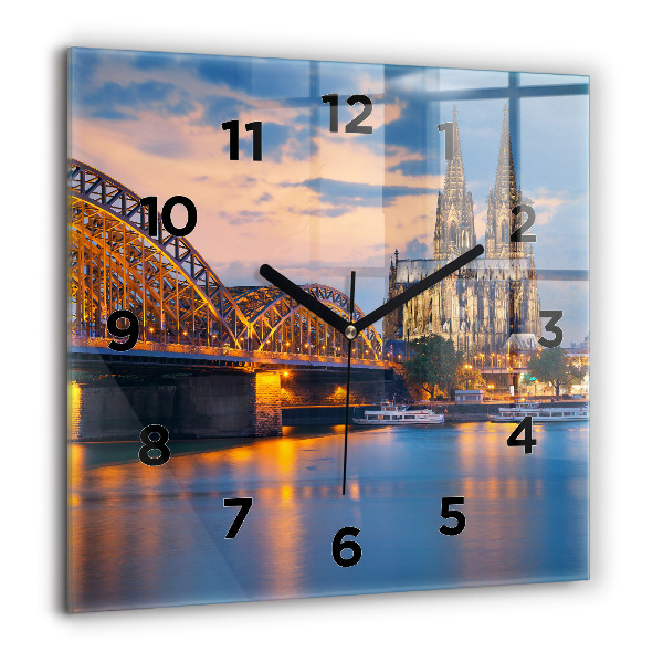 Ceas pătrat de perete din sticlă Vedere la primărie