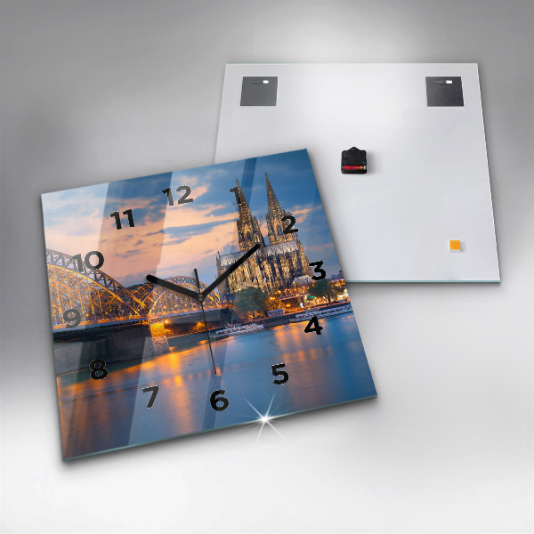 Ceas pătrat de perete din sticlă Vedere la primărie