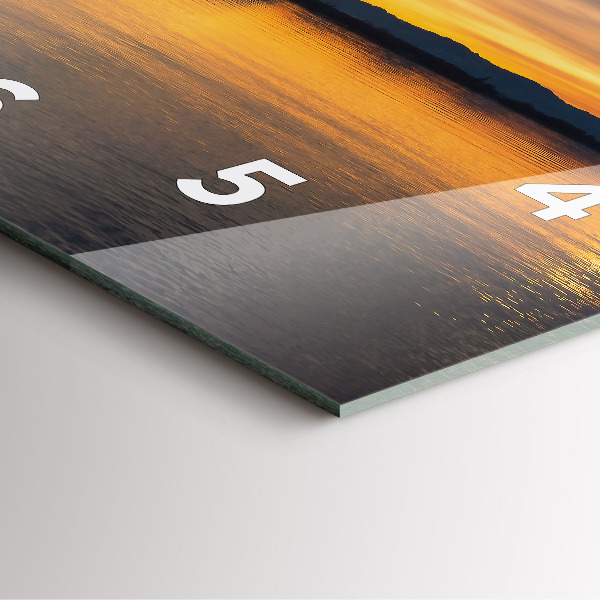 Ceas pătrat de perete din sticlă Apus peste lac