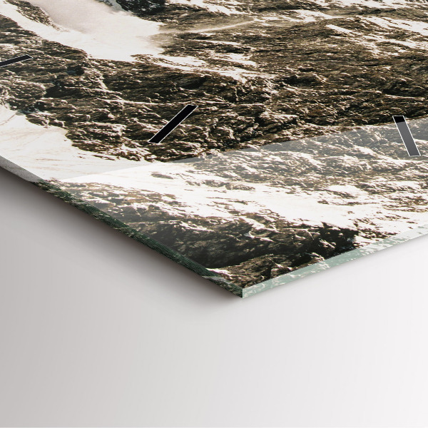 Ceas pătrat de perete din sticlă Munții Watzmann