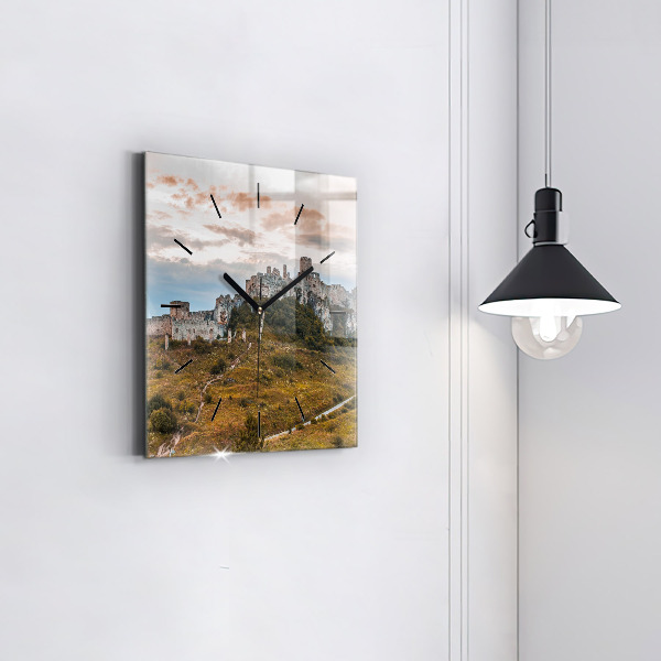 Ceas pătrat de perete din sticlă Castelul Spiš din Slovacia