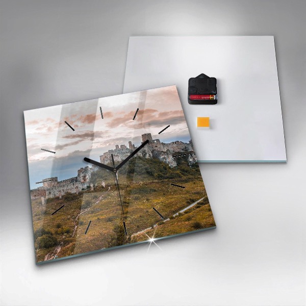 Ceas pătrat de perete din sticlă Castelul Spiš din Slovacia