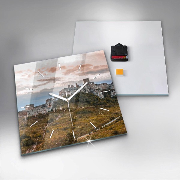 Ceas pătrat de perete din sticlă Castelul Spiš din Slovacia