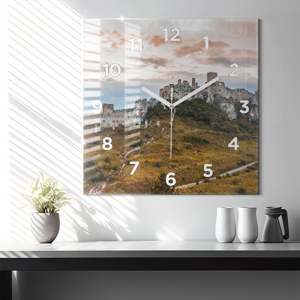 Ceas pătrat de perete din sticlă Castelul Spiš din Slovacia