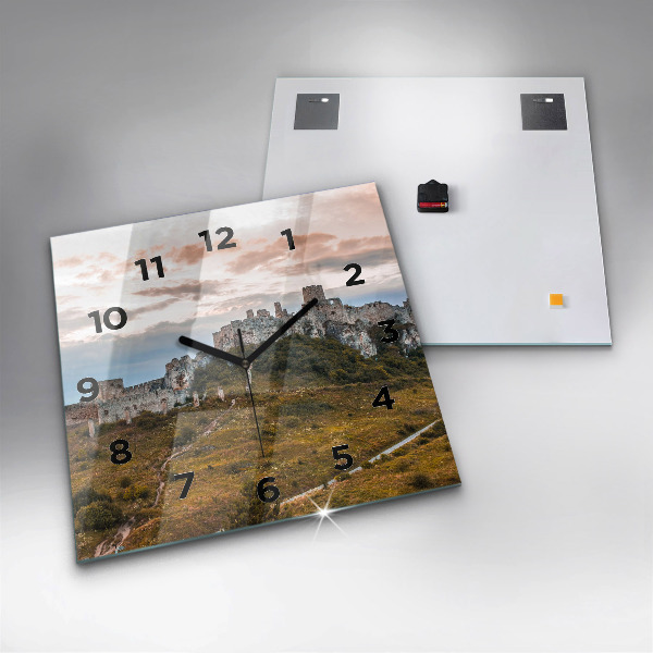 Ceas pătrat de perete din sticlă Castelul Spiš din Slovacia