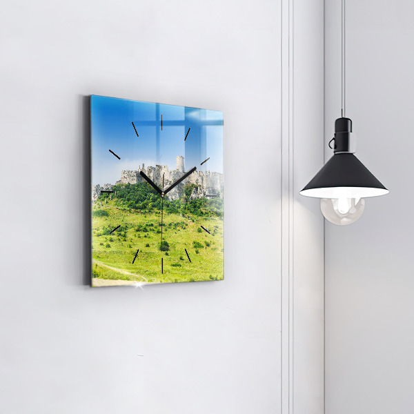 Ceas pătrat de perete din sticlă Castelul Spiš din Slovacia