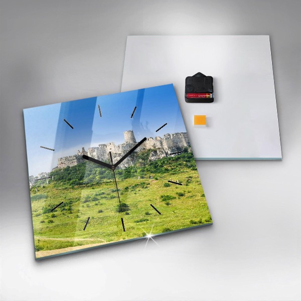Ceas pătrat de perete din sticlă Castelul Spiš din Slovacia