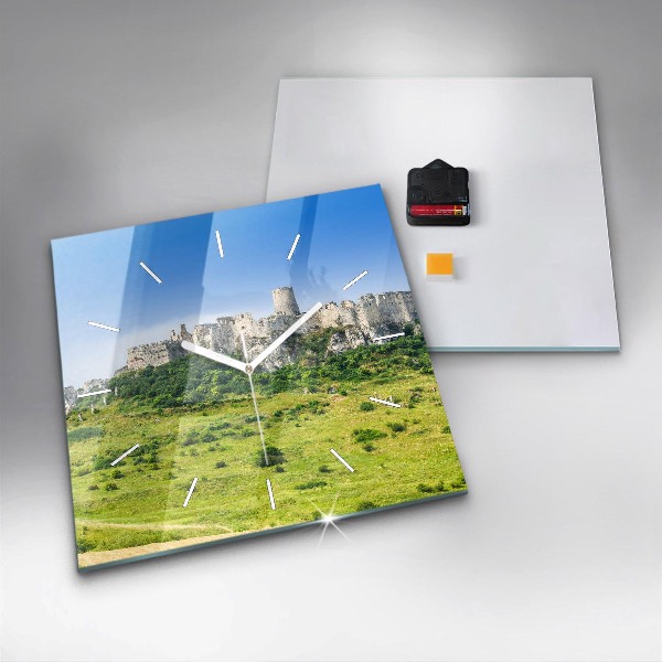 Ceas pătrat de perete din sticlă Castelul Spiš din Slovacia