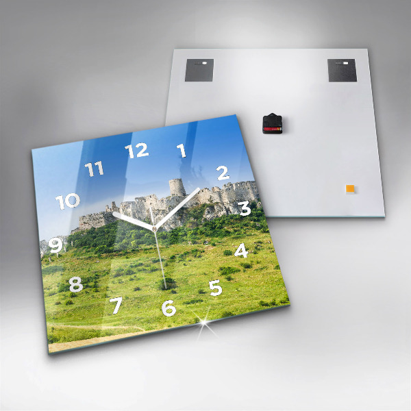 Ceas pătrat de perete din sticlă Castelul Spiš din Slovacia