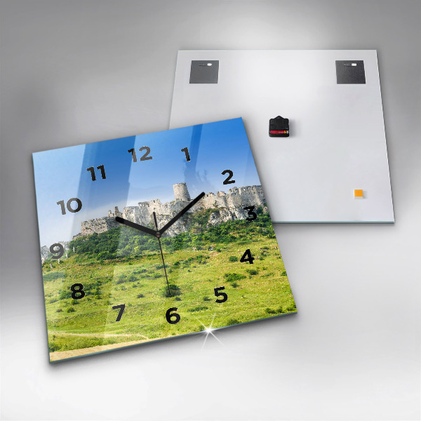 Ceas pătrat de perete din sticlă Castelul Spiš din Slovacia