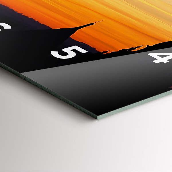 Ceas pătrat de perete din sticlă Clădire și apus