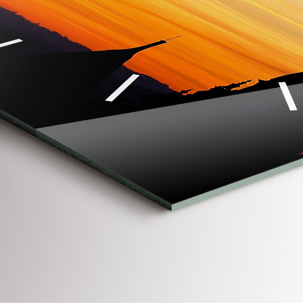 Ceas pătrat de perete din sticlă Clădire și apus