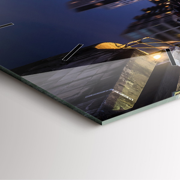 Ceas pătrat de perete din sticlă Orașul iluminat noaptea