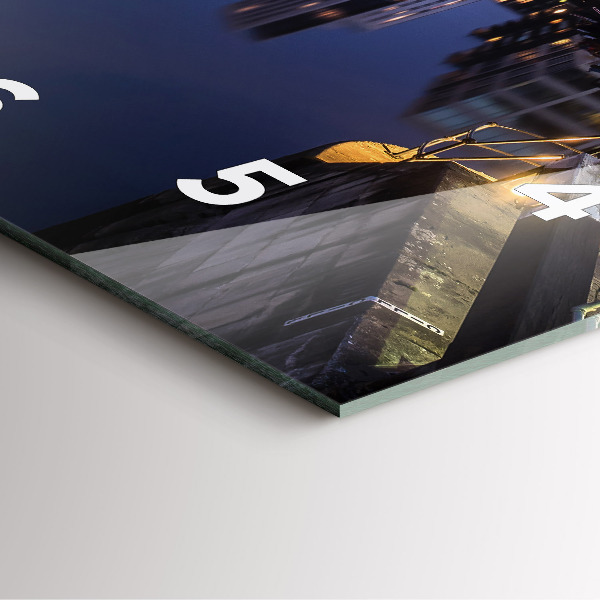 Ceas pătrat de perete din sticlă Orașul iluminat noaptea