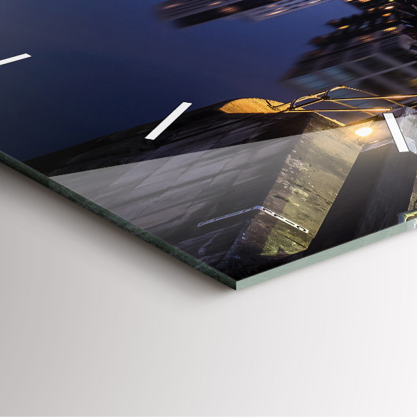 Ceas pătrat de perete din sticlă Orașul iluminat noaptea