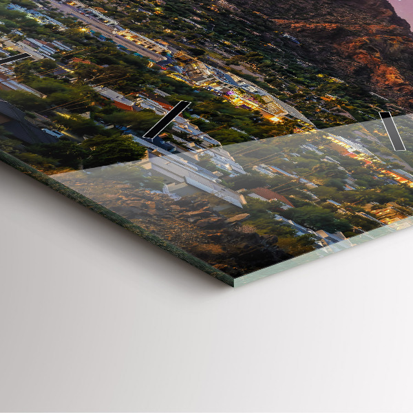 Ceas pătrat de perete din sticlă Peisaj montan