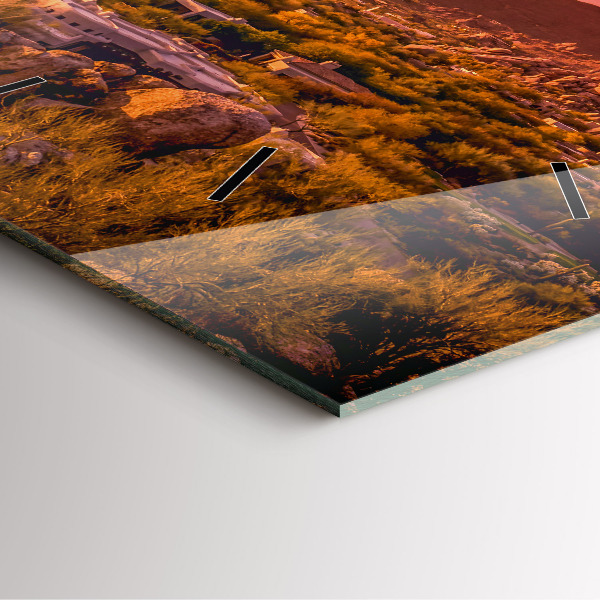 Ceas pătrat de perete din sticlă Apus de soare North Scottsdale