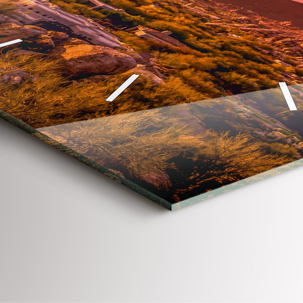 Ceas pătrat de perete din sticlă Apus de soare North Scottsdale