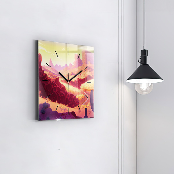 Ceas pătrat de perete din sticlă desertul Arizona