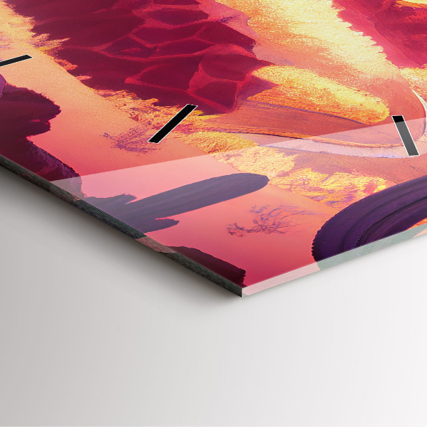 Ceas pătrat de perete din sticlă desertul Arizona