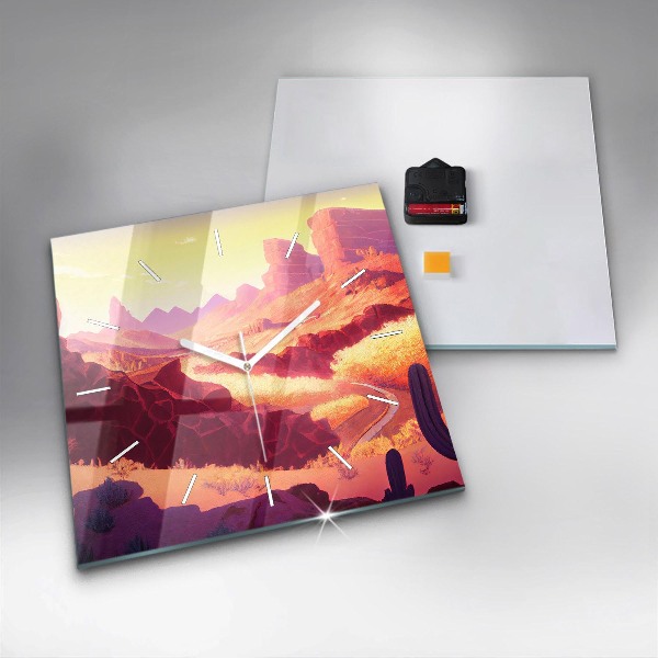 Ceas pătrat de perete din sticlă desertul Arizona