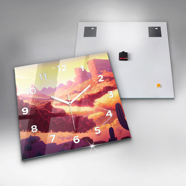 Ceas pătrat de perete din sticlă desertul Arizona