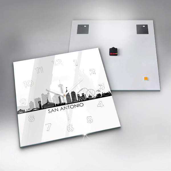 Ceas pătrat de perete din sticlă Orașul San Antonio Texas