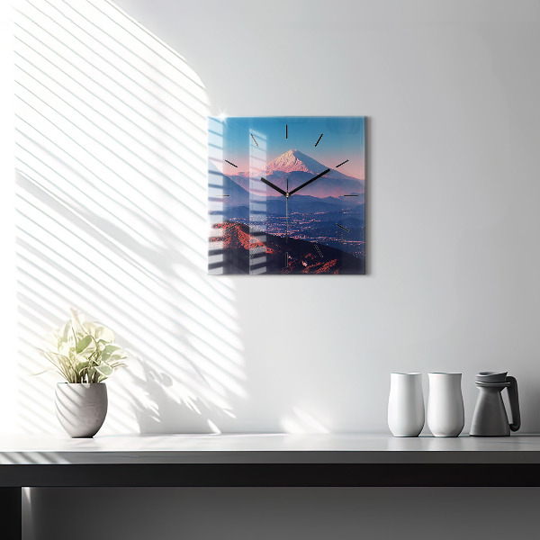 Ceas pătrat de perete din sticlă Munții din San Antonio SUA