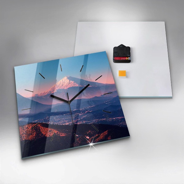 Ceas pătrat de perete din sticlă Munții din San Antonio SUA
