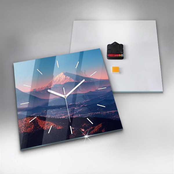 Ceas pătrat de perete din sticlă Munții din San Antonio SUA