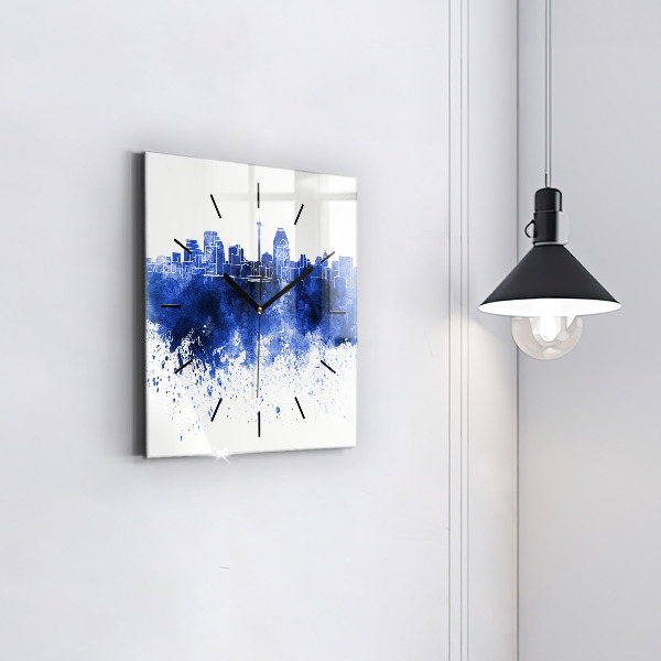 Ceas pătrat de perete din sticlă Acuarele San Antonio