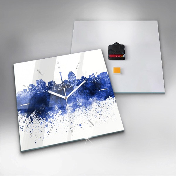 Ceas pătrat de perete din sticlă Acuarele San Antonio