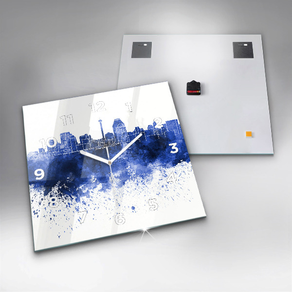 Ceas pătrat de perete din sticlă Acuarele San Antonio