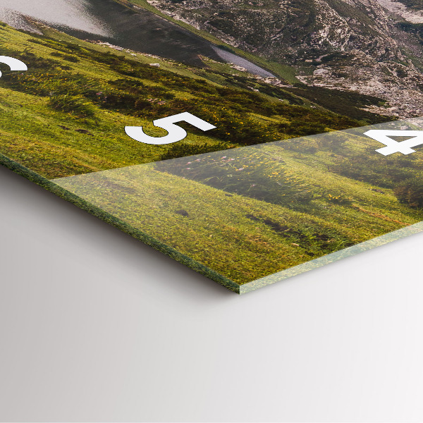 Ceas pătrat de perete din sticlă Lacul și munții Pirinei