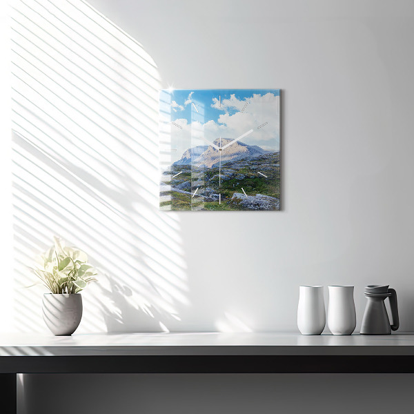 Ceas pătrat de perete din sticlă Peisaj stâncos