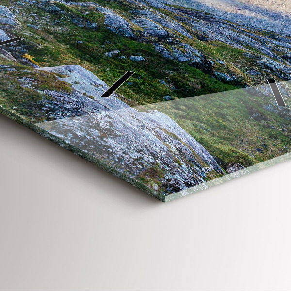 Ceas pătrat de perete din sticlă Peisaj stâncos