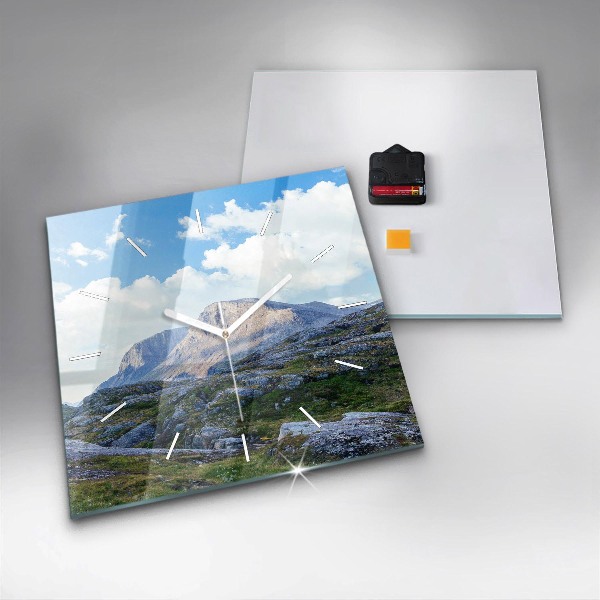 Ceas pătrat de perete din sticlă Peisaj stâncos