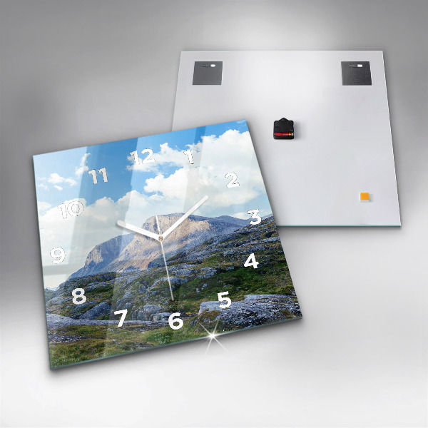 Ceas pătrat de perete din sticlă Peisaj stâncos