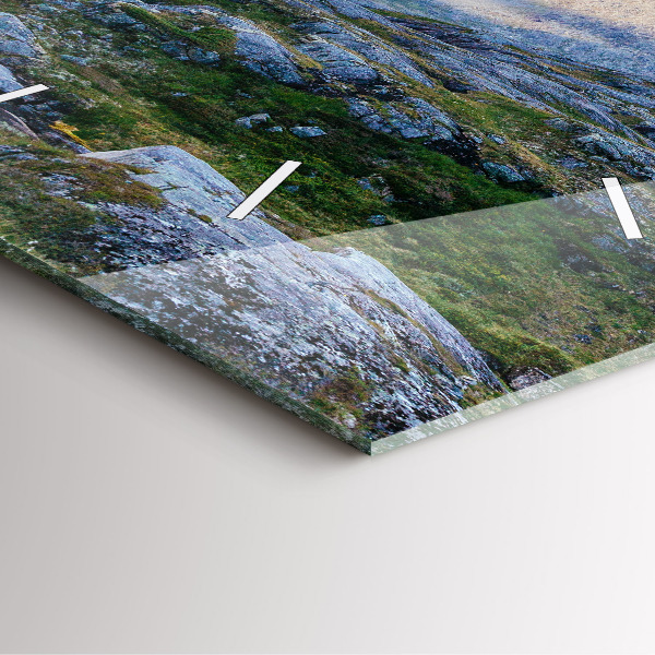 Ceas pătrat de perete din sticlă Peisaj stâncos