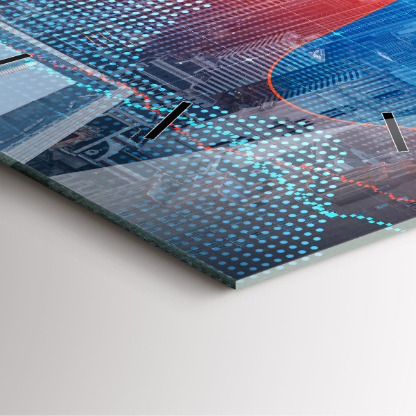 Ceas pătrat de perete din sticlă Zgârie-nori din Philadelphia